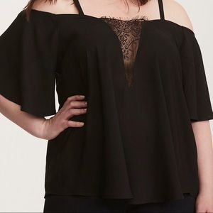 NWOT Torrid Lace Inset Cold Off Shoulder Blouse